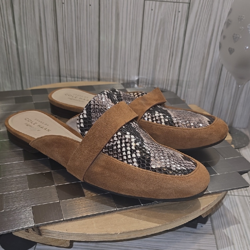 Cole Haan Brown and Snake Print Loafers - Picture 2 of 9